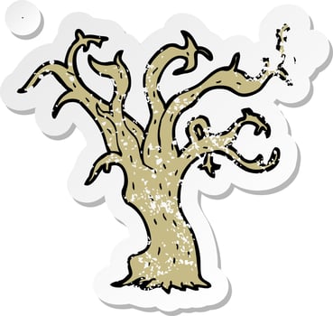 retro distressed sticker of a cartoon winter tree vector