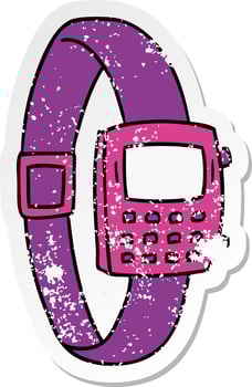 distressed sticker cartoon doodle of a distressed sticker watch vector