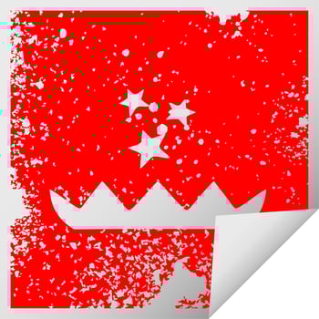 distressed square peeling sticker symbol magic lotus flower vector