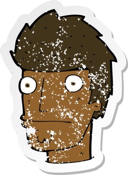 retro distressed sticker of a cartoon nervous man vector