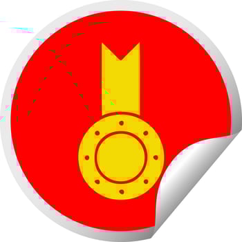 circular peeling sticker cartoon gold medal vector