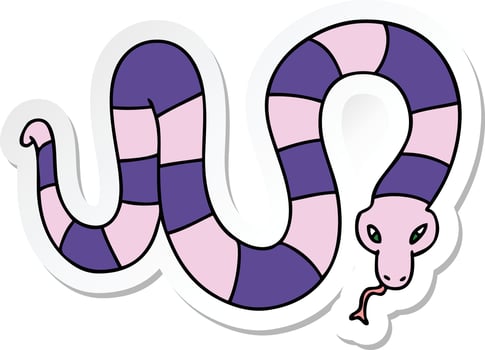 sticker of a quirky hand drawn cartoon snake vector