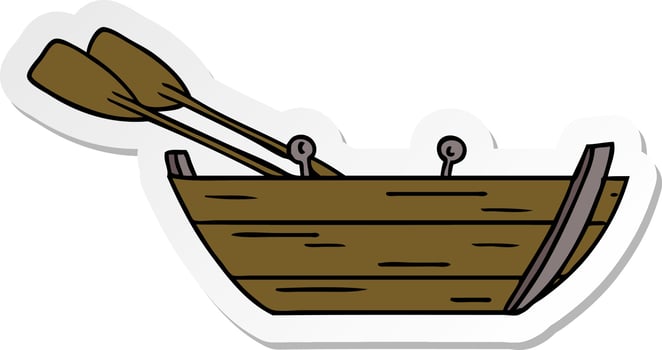 sticker cartoon doodle of a wooden row boat vector