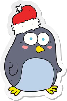 sticker of a cartoon penguin vector