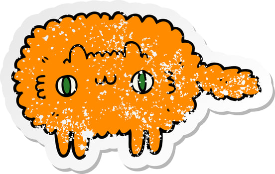 distressed sticker of a cartoon cat vector