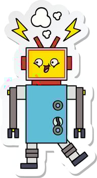 sticker of a cute cartoon robot vector