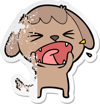 distressed sticker of a cute cartoon dog barking vector