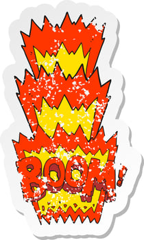 retro distressed sticker of a cartoon boom symbol vector