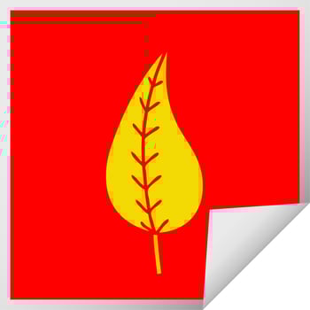 square peeling sticker cartoon green leaf vector