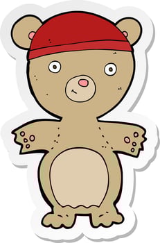 sticker of a cartoon teddy bear vector