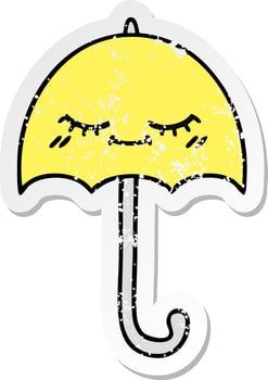 distressed sticker of a cute cartoon umbrella vector