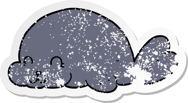 distressed sticker of a cute cartoon seal vector