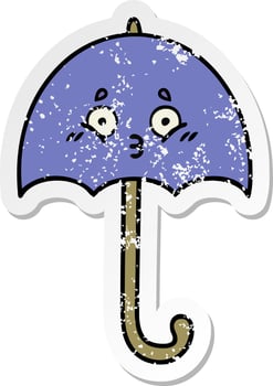 distressed sticker of a cute cartoon umbrella vector