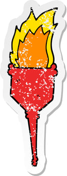 distressed sticker of a cartoon flaming torch vector