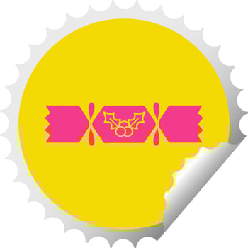 circular peeling sticker cartoon christmas cracker vector