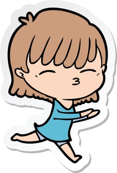 sticker of a cartoon woman vector
