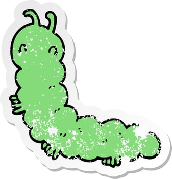 distressed sticker of a cartoon caterpillar vector
