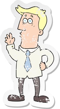retro distressed sticker of a cartoon businessman vector