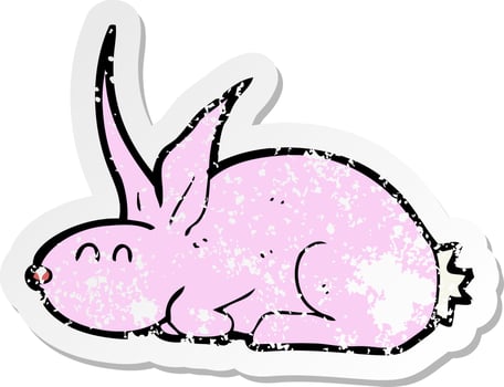 retro distressed sticker of a cartoon rabbit vector