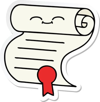 sticker of a cute cartoon contract vector