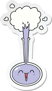 sticker of a cartoon science experiment vector