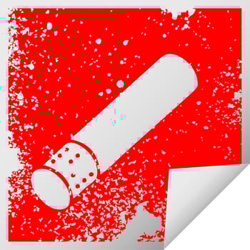 distressed square peeling sticker symbol cigarette stick vector