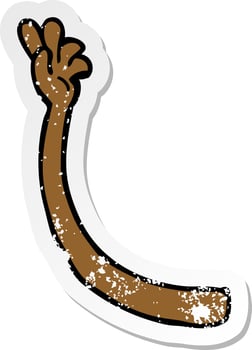 retro distressed sticker of a cartoon arm vector