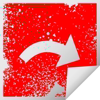 distressed square peeling sticker symbol pointing arrow vector