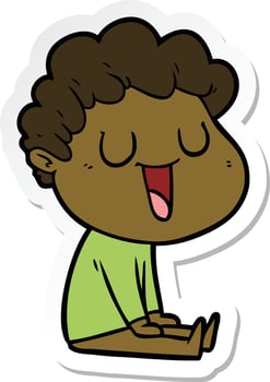 sticker of a laughing cartoon man vector