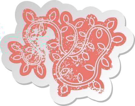 distressed old sticker of colourful lights vector