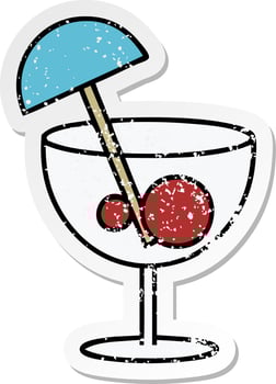 distressed sticker of a cute cartoon fancy cocktail vector