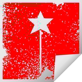 distressed square peeling sticker symbol star wand vector