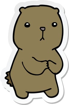 sticker of a cartoon worried bear vector