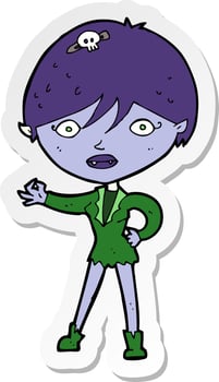 sticker of a cartoon vampire girl vector