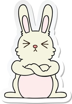 sticker of a quirky hand drawn cartoon rabbit vector
