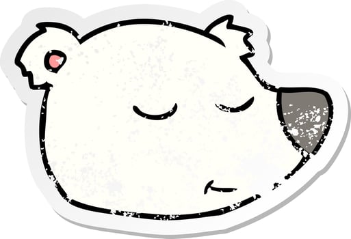 distressed sticker of a cartoon polar bear face vector