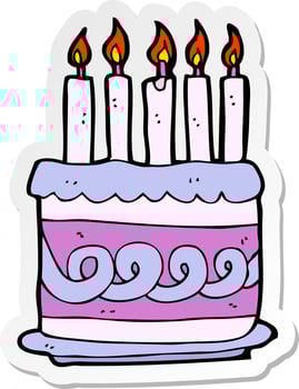 sticker of a cartoon cake vector