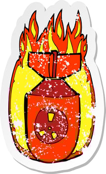 retro distressed sticker of a cartoon atom bomb vector