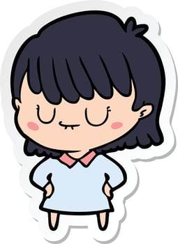 sticker of a cartoon woman vector