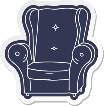 cartoon sticker of an old armchair vector