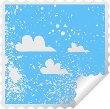 distressed square peeling sticker symbol cloud vector