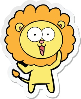 sticker of a happy cartoon lion vector