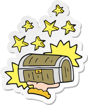 sticker of a cartoon treasure chest vector
