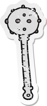 retro distressed sticker of a cartoon medieval mace vector