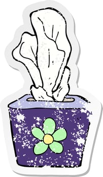 distressed sticker of a cartoon box of tissues vector