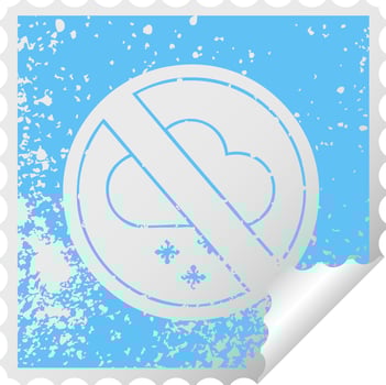 distressed square peeling sticker symbol no snow allowed sign vector