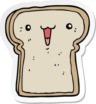 sticker of a cute cartoon toast vector