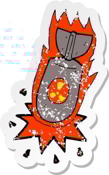 retro distressed sticker of a cartoon atom bomb vector