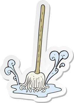 sticker of a cartoon mop vector