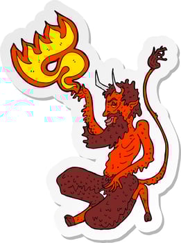 sticker of a cartoon traditional devil vector